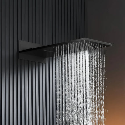 Set duș încastrat 2 funcții – finisaj negru mat, design modern din alamă solidă