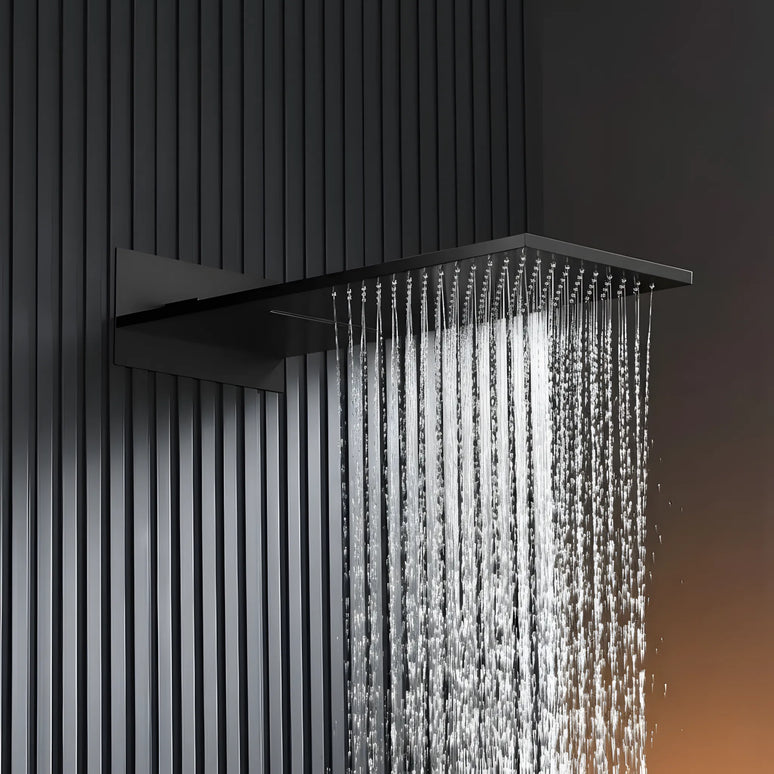 Set duș încastrat 2 funcții – finisaj negru mat, design modern din alamă solidă