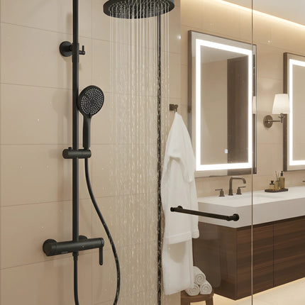 Set duș clasic – finisaj negru mat, design modern din oțel inoxidabil