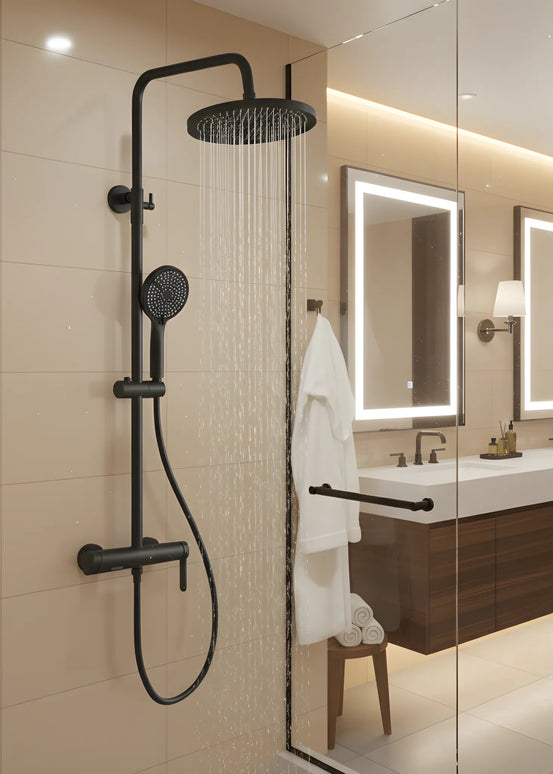 Set duș clasic – finisaj negru mat, design modern din oțel inoxidabil