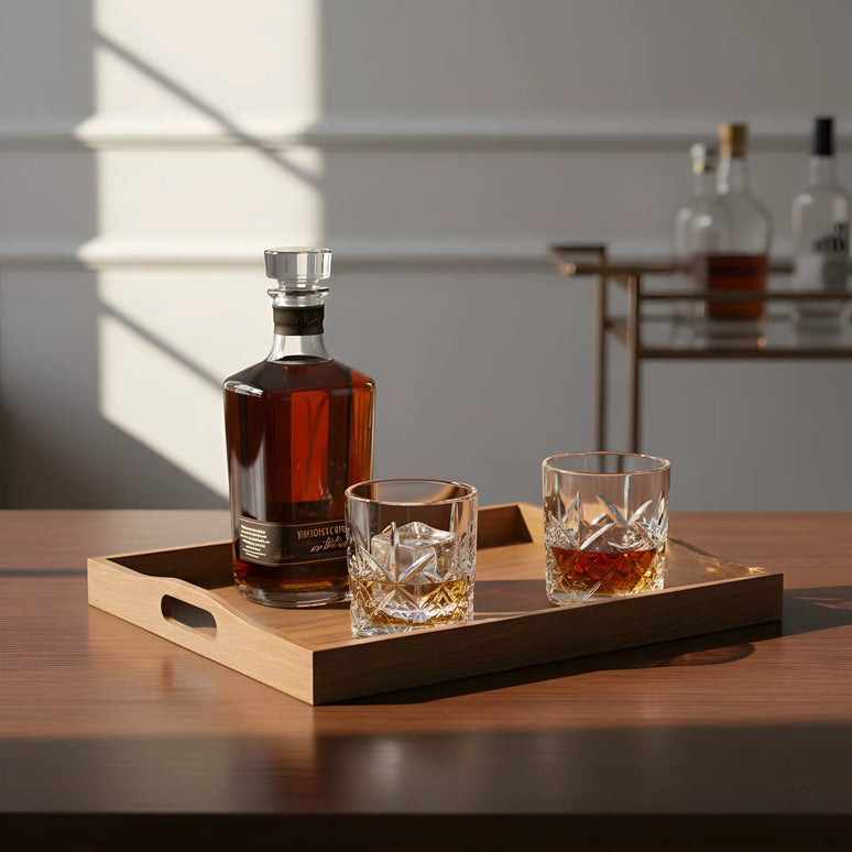 Tavă din lemn cu mânere integrate, 30×40×3.5 cm