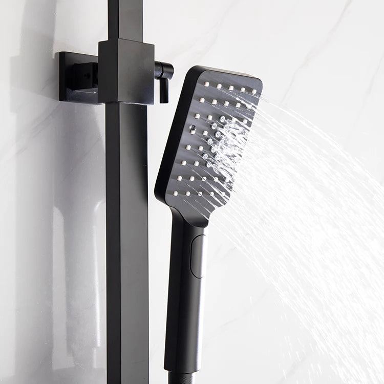 Set duș termostatic pătrat H-cubic – inox premium, finisaj negru mat