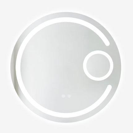 Oglindă baie LED H13 rotundă cu 3 lumini, anti-aburire, touch control și lupă