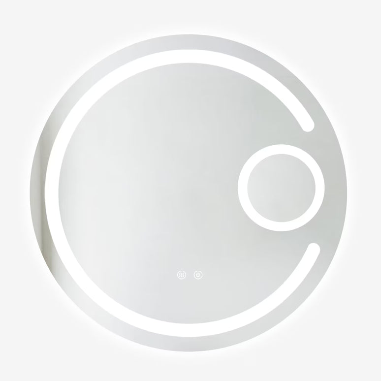 Oglindă baie LED H13 rotundă cu 3 lumini, anti-aburire, touch control și lupă