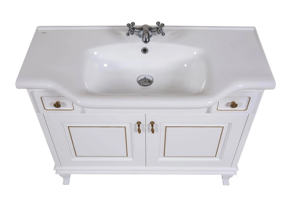 Mobilier de baie pe pardoseală Beatrice alb+auriu Aqua Rodos