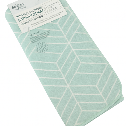 Covoras baie, SANITARY, imitatie casmir, 40x60 cm, menta cu model geometric, Dreptunghiular