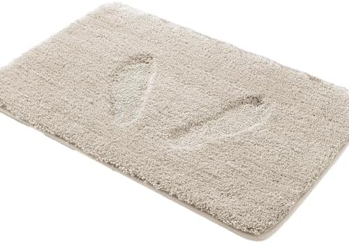 Covoraș baie din microfibră supersoft, antiderapant TRP, 45×75 cm, Bej