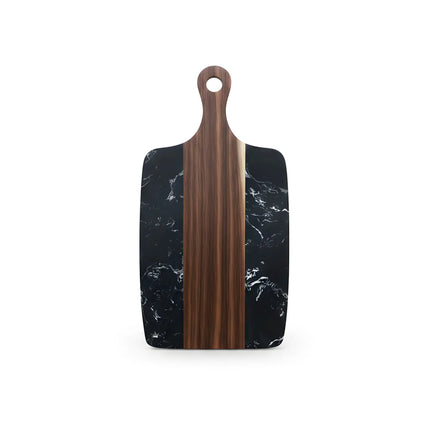 Tocător din lemn de acacia și marmură neagră, 35×18 cm, design modern