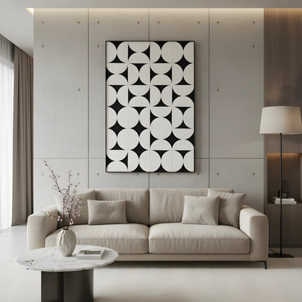 Tablou geometric alb-negru – 120×80 cm | Olivy