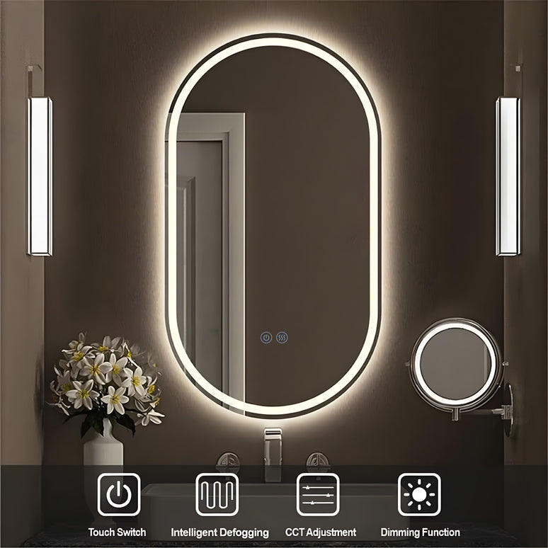 Oglindă baie H-120-1 cu LED, 3 nuanțe de lumină, anti-aburire, touch control