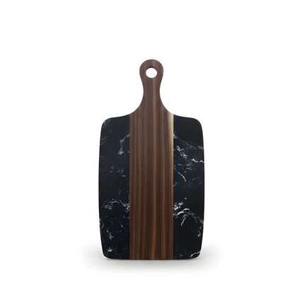 Tocător din lemn de acacia și marmură neagră, 35×18 cm, design modern, Olivy