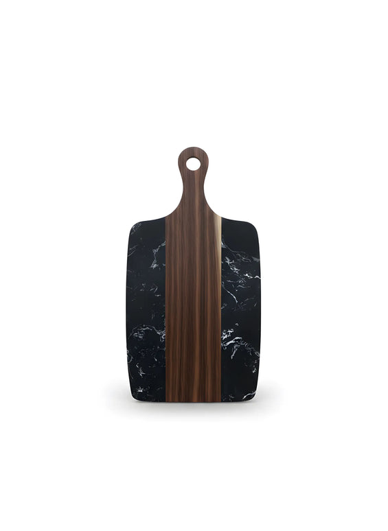 Tocător din lemn de acacia și marmură neagră, 35×18 cm, design modern, Olivy