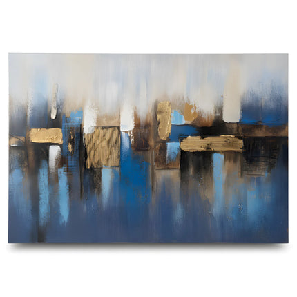 Tablou abstract albastru cu accente aurii – 80×120 cm | Olivy