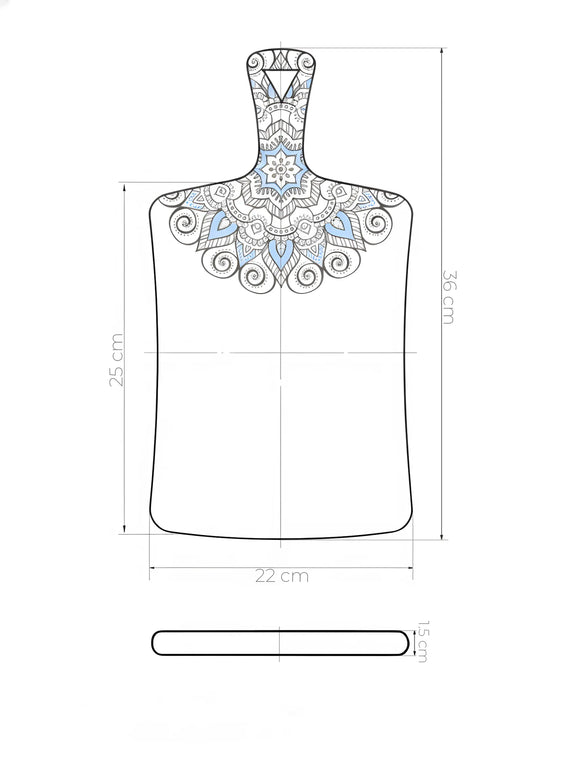 Tocător din lemn natural, Colecția Mandala, 36×22 cm – Olivy