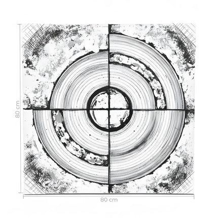 Tablou concentric alb-gri – 80×80 cm | Olivy