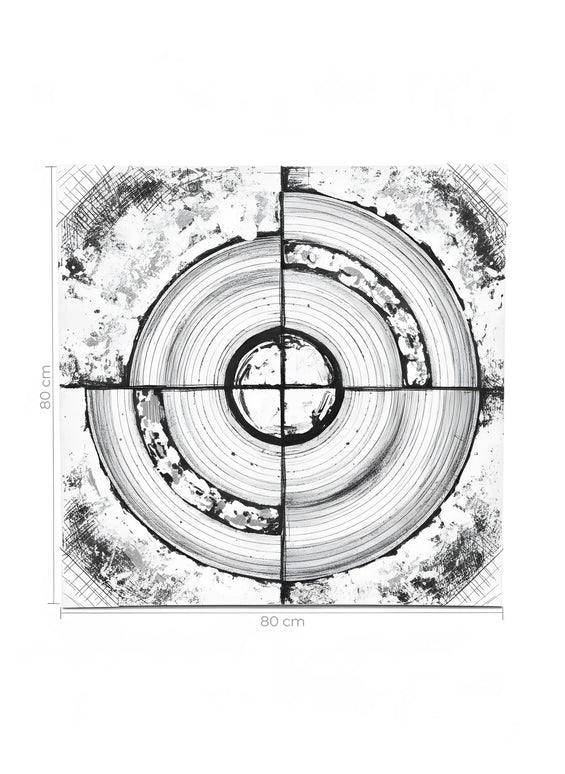 Tablou concentric alb-gri – 80×80 cm | Olivy