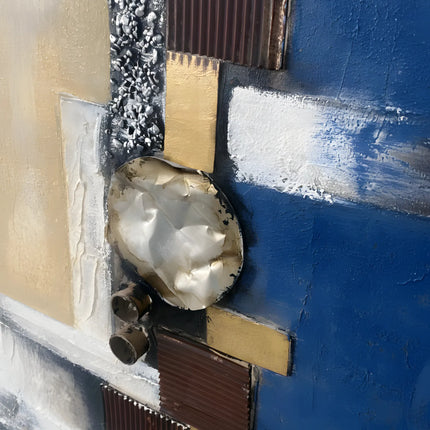 Tablou abstract cu detalii metalice – 50×150 cm | Olivy