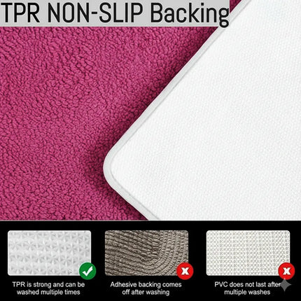 Covoraș baie din microfibră supersoft, antiderapant TRP, 45×75 cm, Fucsia