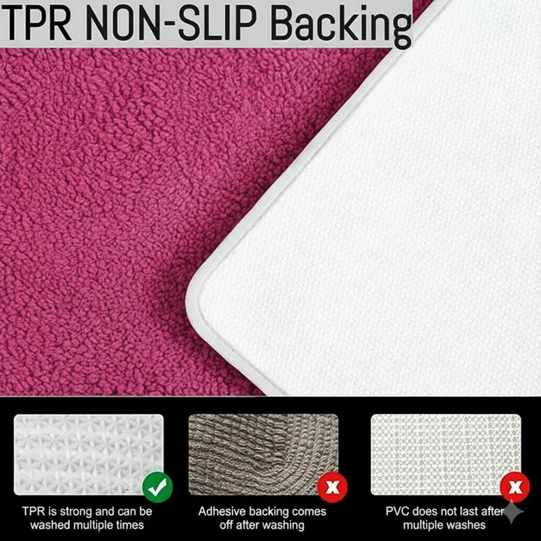 Covoraș baie din microfibră supersoft, antiderapant TRP, 45×75 cm, Fucsia