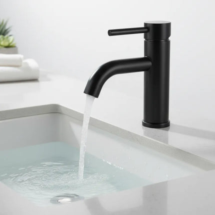 Baterie lavoar modernă – inox premium, cartuș ceramic, finisaj negru mat