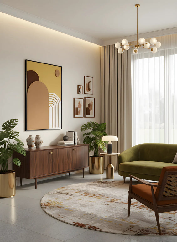 Tablou geometric cu relief tonuri calde – 80×60 cm | Olivy