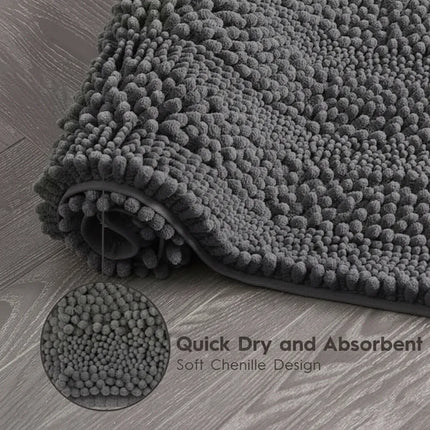 Covoraș baie din Chenille moale, strat antiderapant, 45×70 cm, Gri inchis