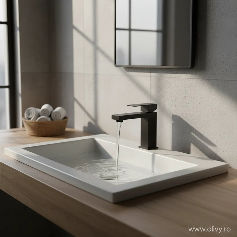 Baterie lavoar inox premium H-cubic – design modern și cartuș ceramic