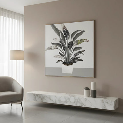 Tablou cu plantă decorativă în relief – 102×102 cm | Olivy
