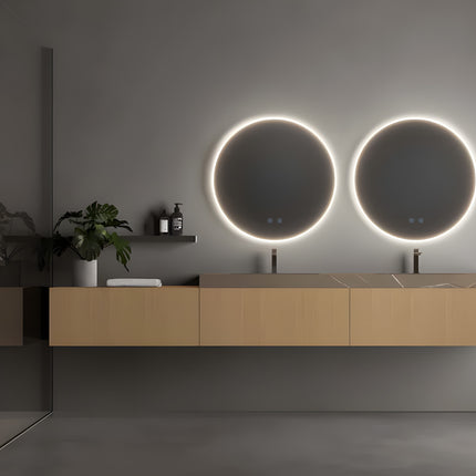 Oglindă rotundă LED H-2112 cu ramă acrilică, 3 nuanțe de lumină, anti-aburire și touch control