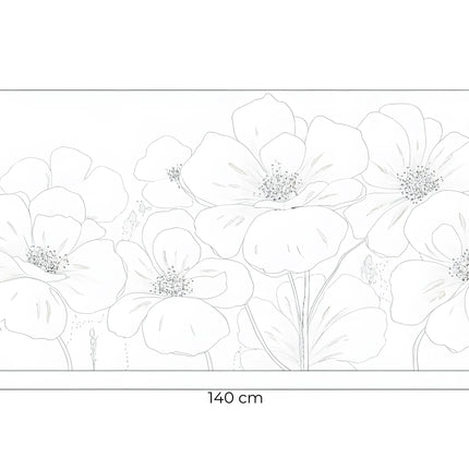 Tablou floral gri cu accente aurii – 70×140 cm | Olivy