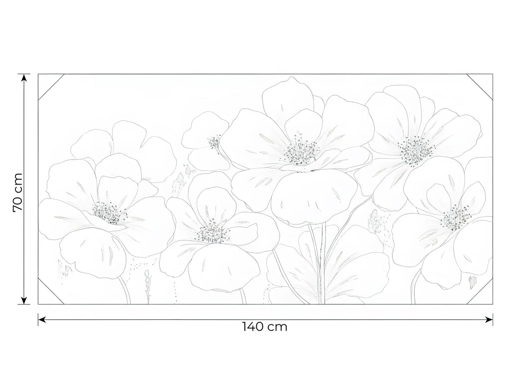 Tablou floral gri cu accente aurii – 70×140 cm | Olivy