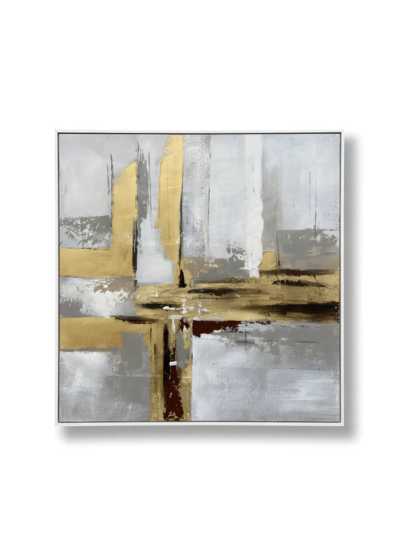 Tablou abstract cu accente aurii – 100×100 cm | Olivy