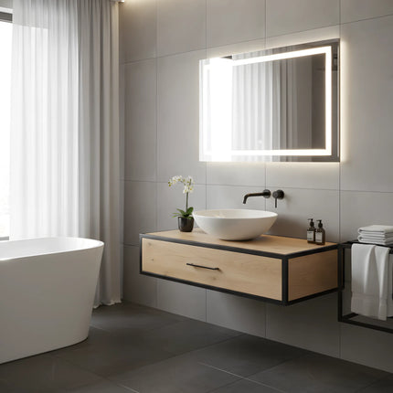 Mobilier de baie suspendat Loft Miami – Design Nordic cu cadru metalic