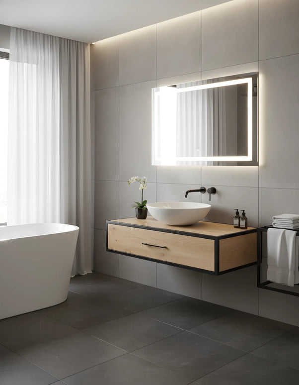 Mobilier de baie suspendat Loft Miami – Design Nordic cu cadru metalic