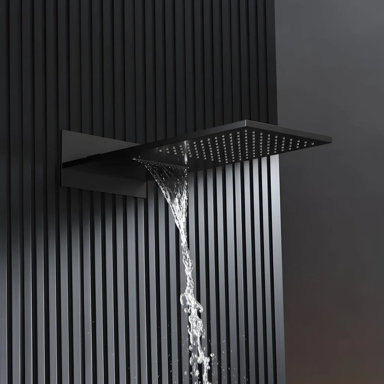 Set duș încastrat 2 funcții – finisaj negru mat, design modern din alamă solidă
