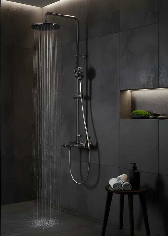 Set duș RoseGold Trio Exposed – 3 căi, montaj aparent