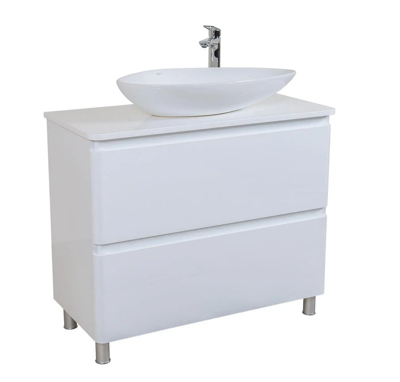 Mobilier de baie suspendat Accent alb, cu blat Aqua Rodos