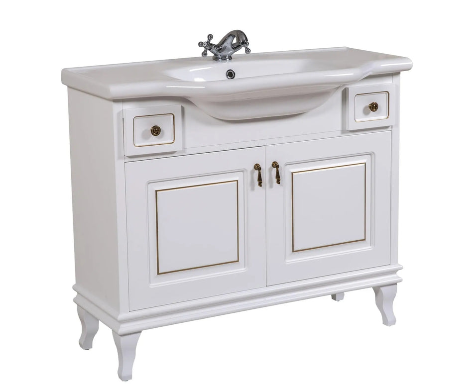 Mobilier de baie pe pardoseală Beatrice alb+auriu Aqua Rodos