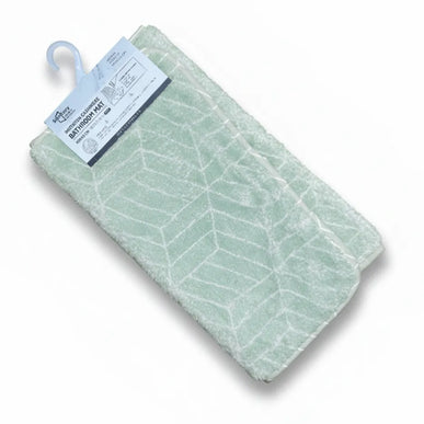 Covoras baie, SANITARY, imitatie casmir, 40x60 cm, menta cu model geometric, Dreptunghiular