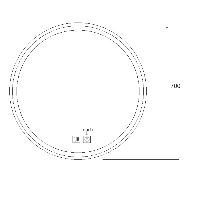 Oglindă baie LED H13 rotundă cu 3 lumini, anti-aburire, touch control și lupă