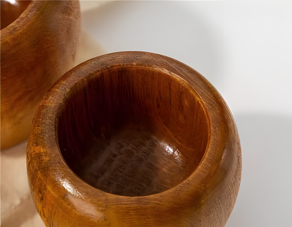 Mojar cu pistil din lemn masiv, pentru ierburi și condimente, 10 cm