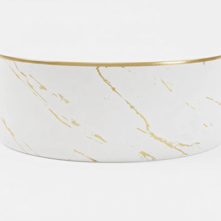 Lavoar rotund ceramic A524B-KG268 – alb marmorat cu accente aurii