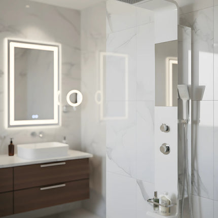 Panel de Duș Modern Alb Lucios – Design Minimalist cu Duș Fix și Accesorii Incluse