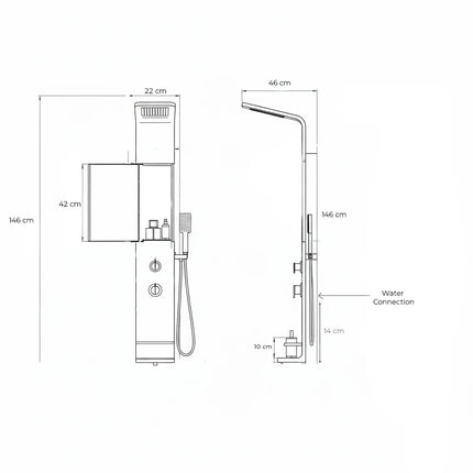 Panel de Duș Modern Alb Lucios – Design Minimalist cu Duș Fix și Accesorii Incluse