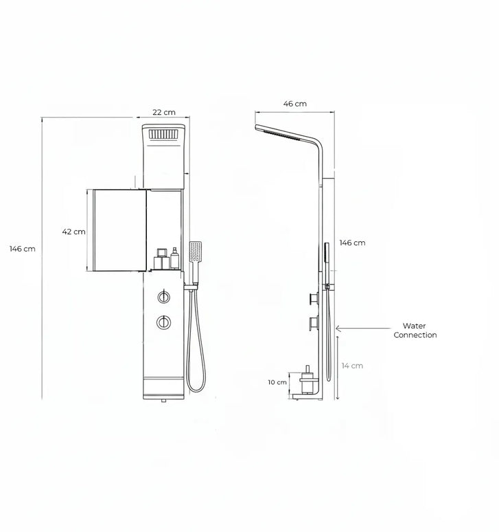 Panel de Duș Modern Alb Lucios – Design Minimalist cu Duș Fix și Accesorii Incluse