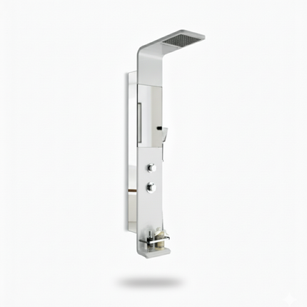 Panel de Duș Modern Alb Lucios – Design Minimalist cu Duș Fix și Accesorii Incluse