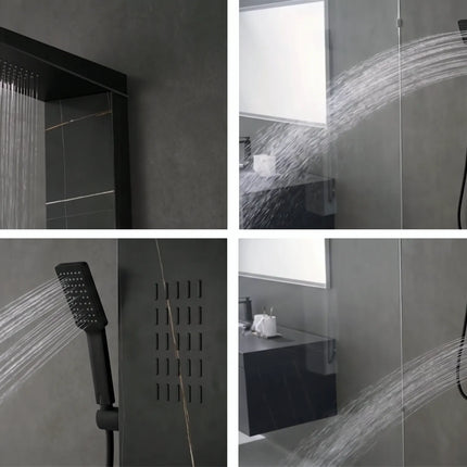 Panel de Duș Marble Black – Design Premium cu Duș Fix, Hidromasaj și Duș de Mână