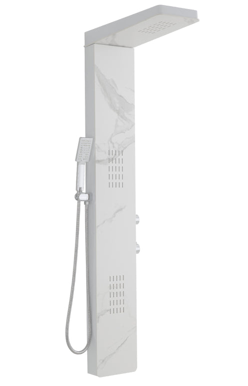 Panel de Duș Marble White – Design Modern cu Duș Fix, Hidromasaj și Duș de Mână