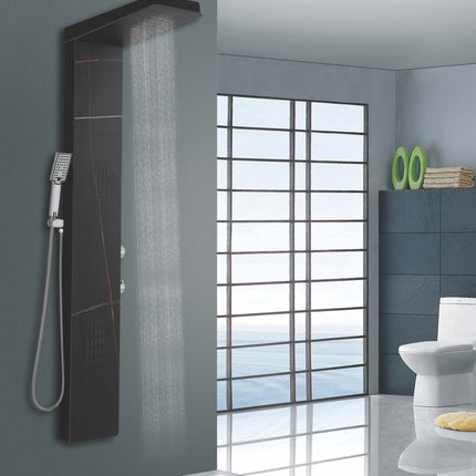 Panel de Duș Marble Black – Design Premium cu Duș Fix, Hidromasaj și Duș de Mână