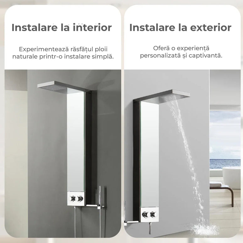 Panel de Duș Shiny Minimal – Design Elegant cu Duș Fix și Duș de Mână